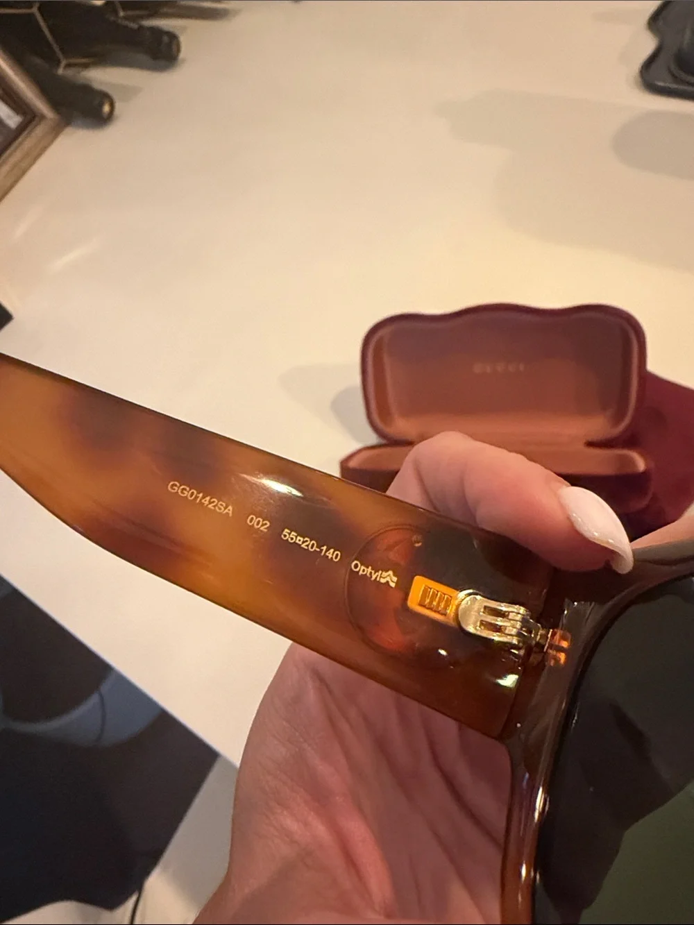 Gucci Oversized Women’s Dark Tortoise Frame Sunglasses with Green Lenses
